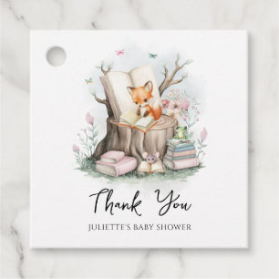 Watercolor Floral Books Baby Shower Thank You Favor Tags
