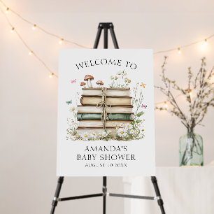 Watercolor Floral Books Baby Shower Welcome Foam Board