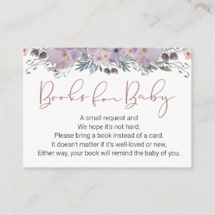 Watercolor Floral BOOKS FOR BABY Shower Enclosure Card