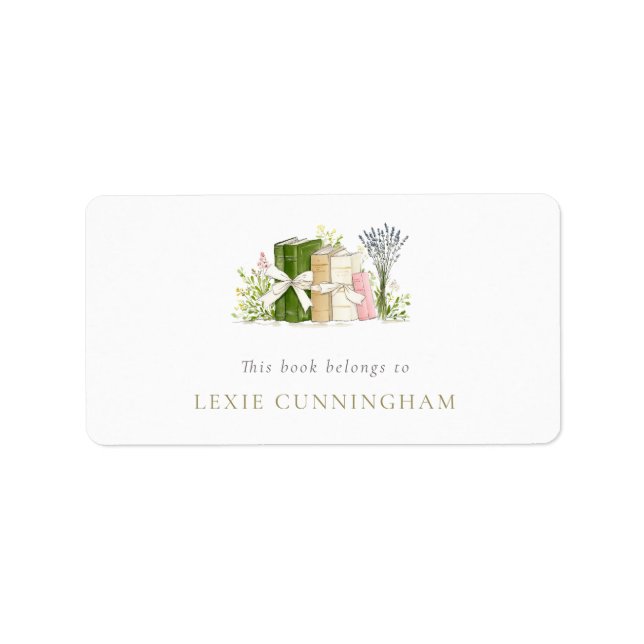 Watercolor Floral Books Personalised Bookplate (Front)