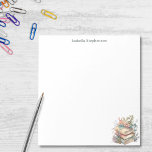 Watercolor Floral Books Personalized Book Lover  Notepad<br><div class="desc">This customizable notepad features a cute, boho watercolor illustration of a stack of books with pretty flowers in the bottom right corner, easily personalize it with your name for an extra special touch. Whether you're making to-do lists or jotting down ideas this notepad will add a touch of whimsy to...</div>