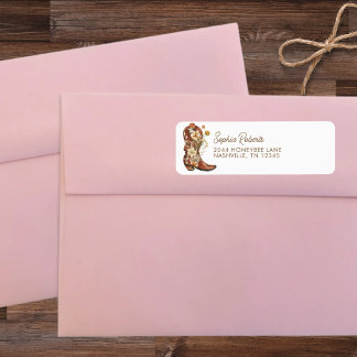Watercolor Floral Boot Western Return Address Label