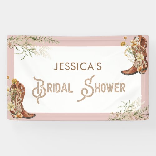 Watercolor Floral Boots  Bubbly Bridal Shower Banner