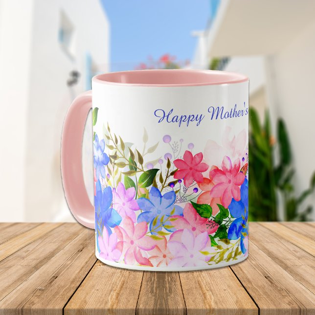 Watercolor Floral Border Mother's Day Coffee Mug (Creator Uploaded)