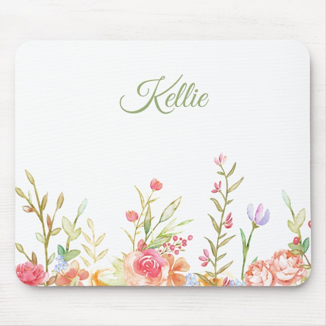Watercolor Floral Border Mouse Pad (Front)