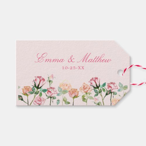 Watercolor Floral Border Wedding Thank You Gift Tags
