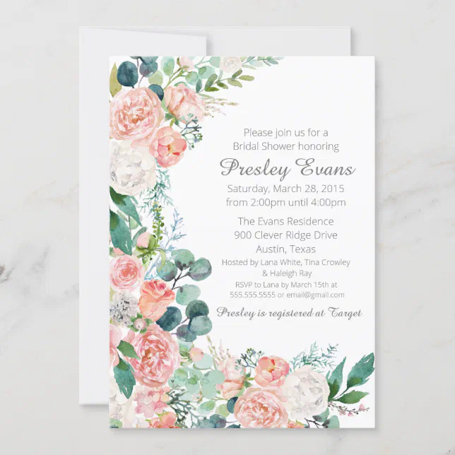 Watercolor Floral Botanical Bridal Shower Invitation | Zazzle