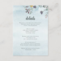 Watercolor Floral Botanical Dusty Blue Wedding Enclosure Card