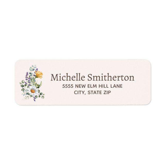 Watercolor Floral Botanical Elegant  Label (Front)