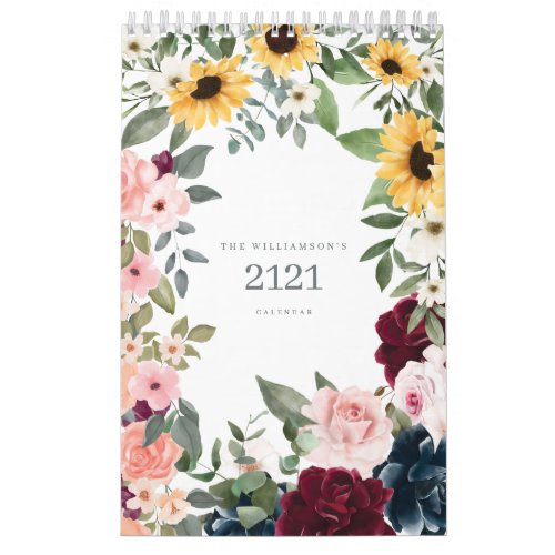 Watercolor Floral Botanical Garden Illustrations Calendar