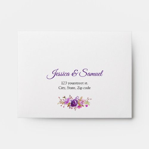 Watercolor floral botanical garden Wedding RSVP Envelope