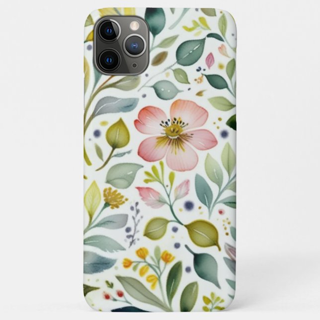 Watercolor Floral Botanical iPhone 11 pro max Case (Back)