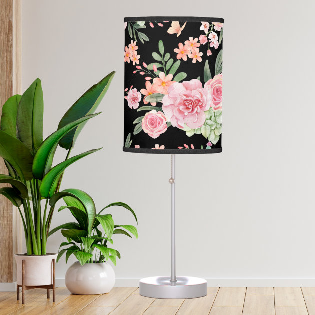 Watercolor Floral Botanical Leaves Duvet Cover Table Lamp
