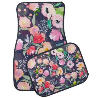 Watercolor floral botanical pattern and seamless b car floor mat