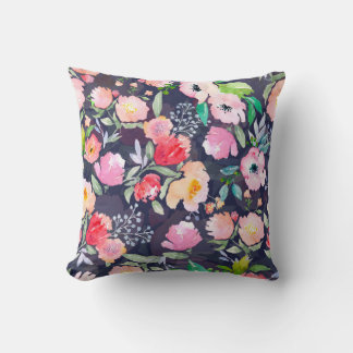 Watercolor floral botanical pattern and seamless b throw pillow