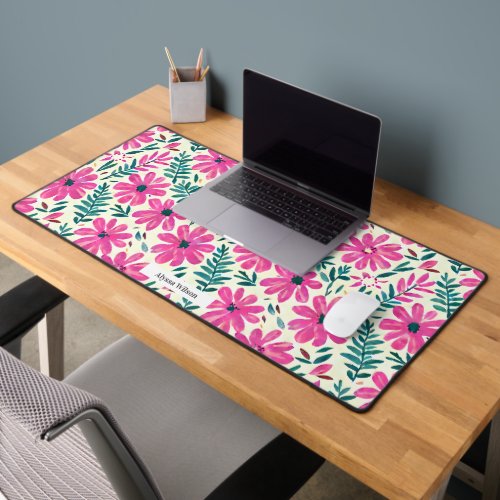 Watercolor Floral Botanical Pattern Desk Mat