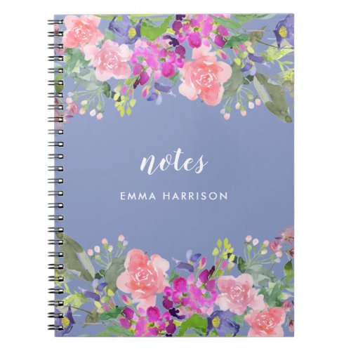 Watercolor Floral Botanical Personalized Notebook