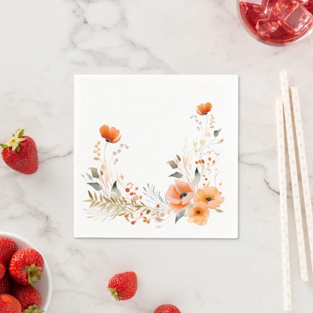 Watercolor Floral Botanical Romantic Napkins (Insitu)