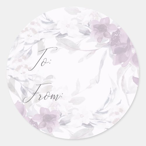 Watercolor Floral Botanical To and From Gift Classic Round Sticker