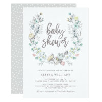 Watercolor Floral Botanical Wreath | Baby Shower Card