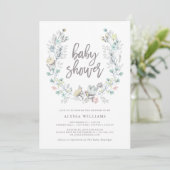 Watercolor Floral Botanical Wreath | Baby Shower Invitation (Standing Front)