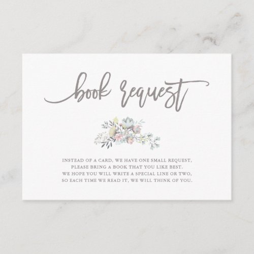 Watercolor Floral Botanical Wreath  Book Request Enclosure Card