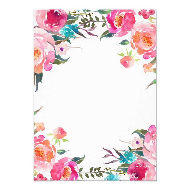Watercolor Floral Botanical Wreath Bridal Shower Invitation