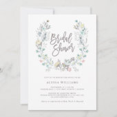 Watercolor Floral Botanical Wreath | Bridal Shower Invitation (Front)