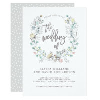 Watercolor Floral Botanical Wreath | Wedding Card