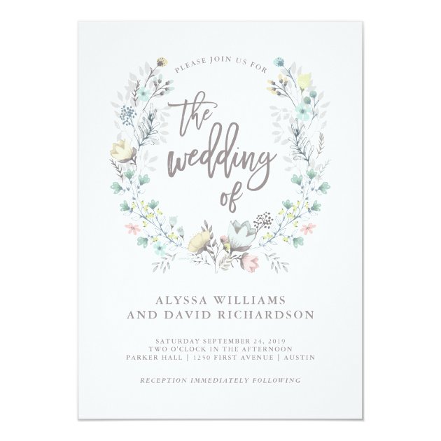 Watercolor Floral Botanical Wreath | Wedding Invitation