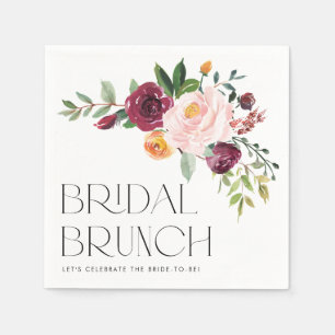 Watercolor Floral Bouquet Autumn Bridal Brunch Napkins