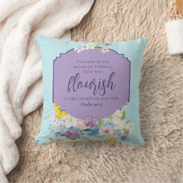 Watercolor Floral Bouquet Bible Verse Double Sided Throw Pillow