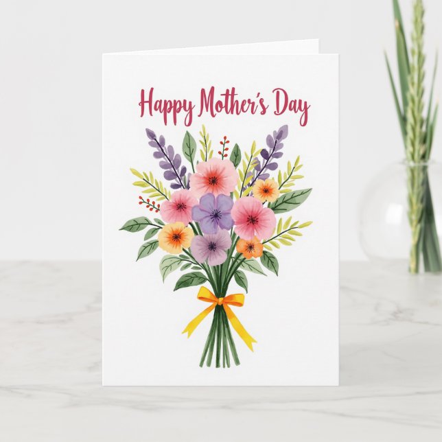 Watercolor Floral Bouquet Card (Front)