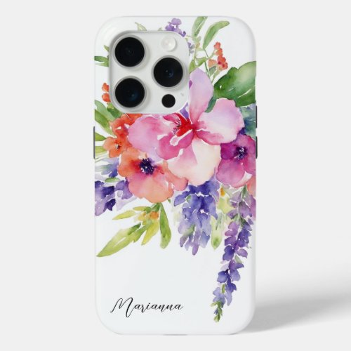 Watercolor Floral Bouquet iPhone 15 Pro Case