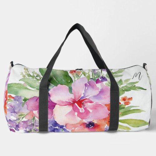 Watercolor Floral Bouquet Large Duffle Bag