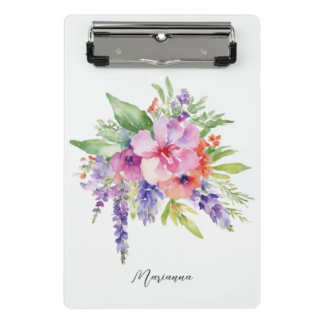 Watercolor Floral Bouquet Mini Clipboard (Front)