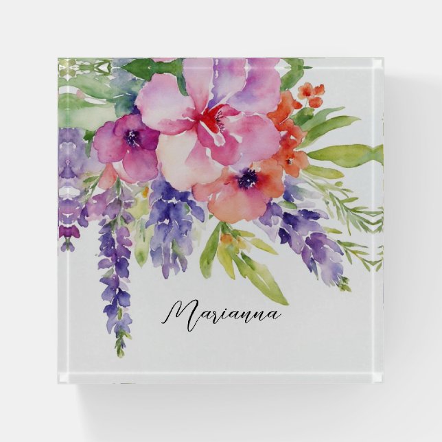 Watercolor Floral Bouquet Paperweight (Front)