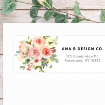 Watercolor Floral Bouquet Return Address Label by lilanab2 at Zazzle