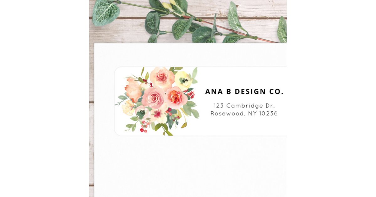 Watercolor Floral Bouquet Return Address Label | Zazzle