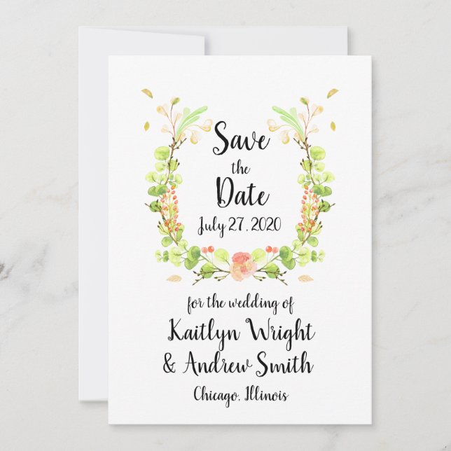 Watercolor Floral Bouquet Save the Date (Front)