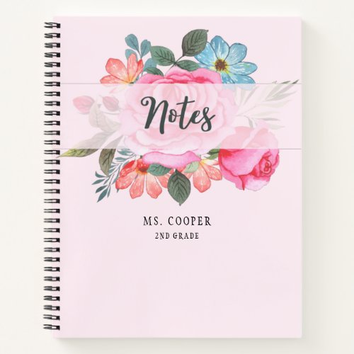 Watercolor Floral Bouquet Spiral Notebook