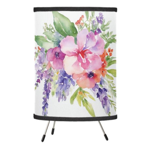 Watercolor Floral Bouquet Tripod Lamp