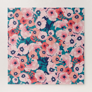 Watercolor Floral Bouquet: Vintage Peonies. Jigsaw Puzzle