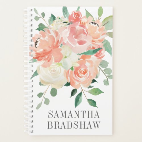 Watercolor Floral Bouquet with Your Name Planner