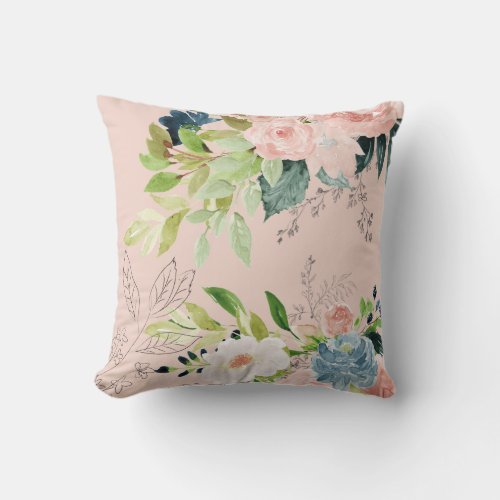 Watercolor floral bouquets classy elegant modern throw pillow