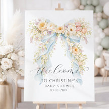 Watercolor Floral Bow Baby Shower Welcome