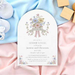 Watercolor Floral Boy or Girl Gender Reveal Invitation