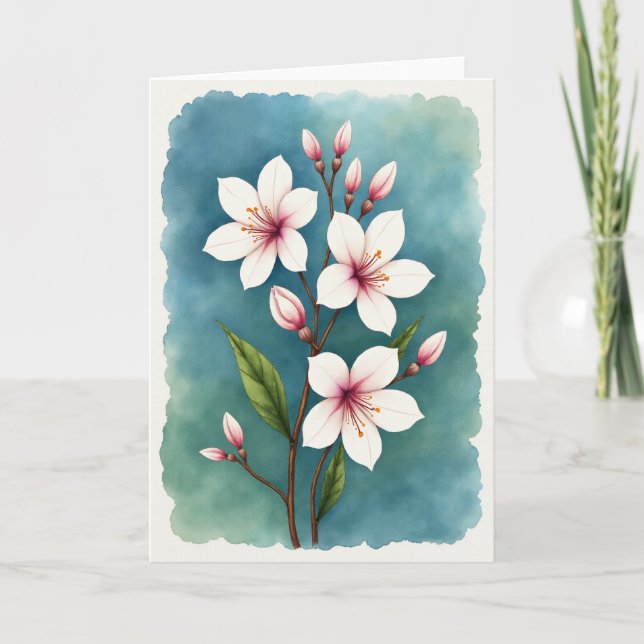 Watercolor Floral Branch Card (Front)