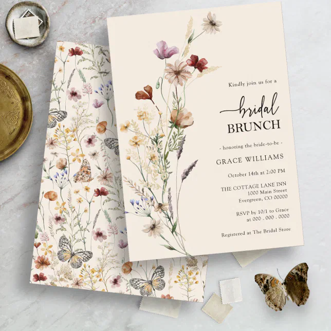 Watercolor Floral Bridal Brunch Invitation 