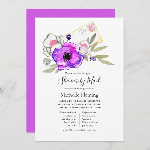 Watercolor Floral Bridal or Baby Shower by Mail Invitation